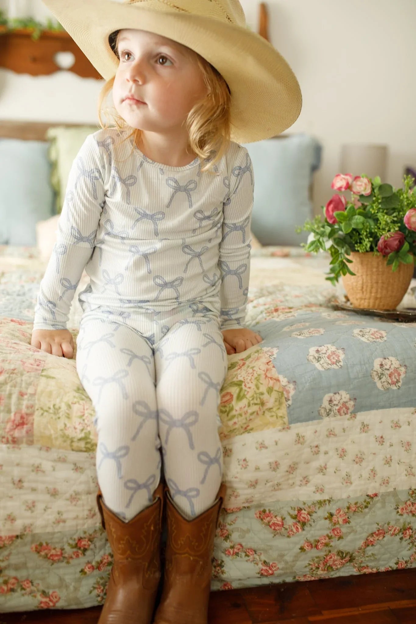 Blue Belle 2pc Ribbed Bamboo Pajamas - BIG FRENCHIES