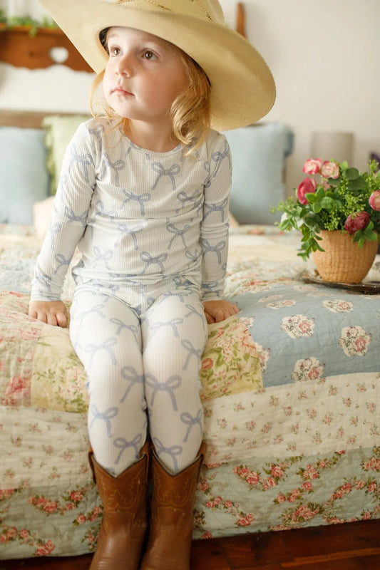 Blue Belle 2pc Ribbed Bamboo Pajamas - BIG FRENCHIES