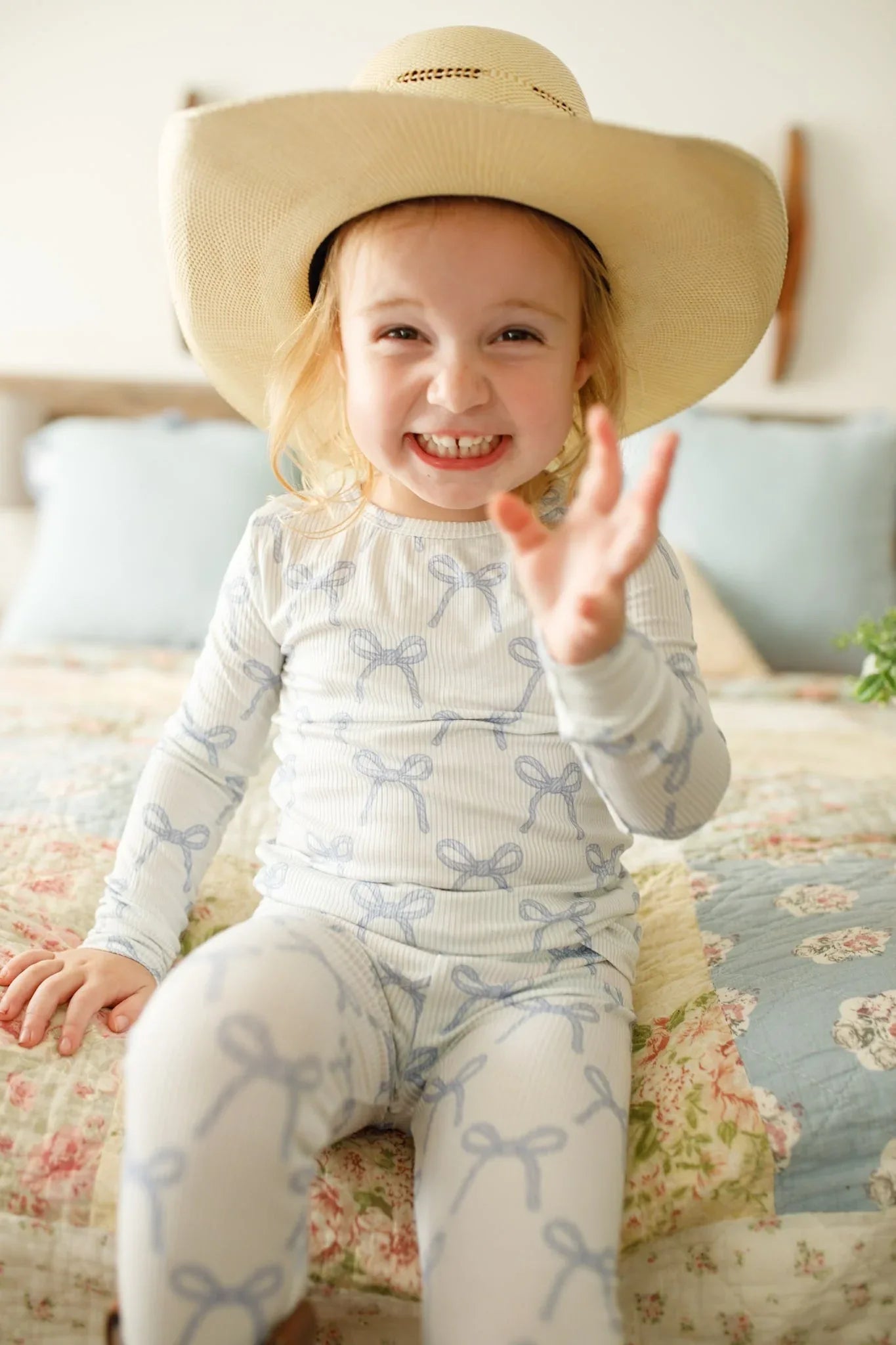 Blue Belle 2pc Ribbed Bamboo Pajamas - BIG FRENCHIES