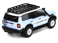 2024 Toyota Land Cruiser Prado Light Blue with White Top and Stripes with Roof Rack and Accessory 1/64 Diecast Model Car by GCD