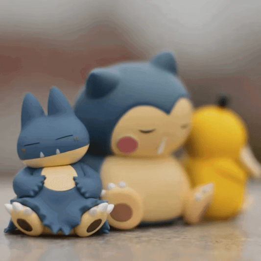 Kawaii Sleeping Snorlax, Gonbe, Psyduck Pokemon Anime Figure Set