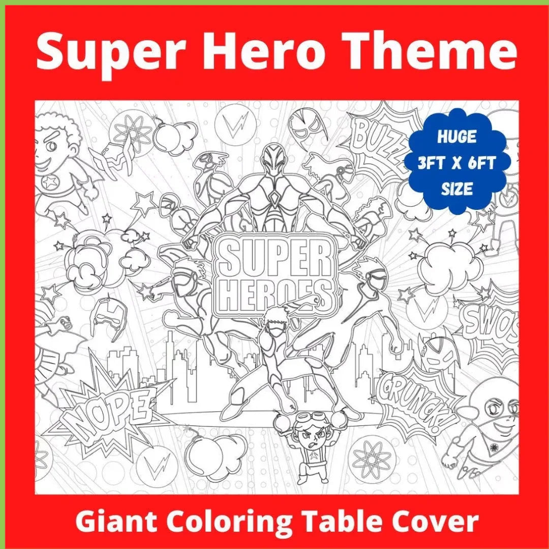 Super Hero Coloring Table Cover - BIG FRENCHIES