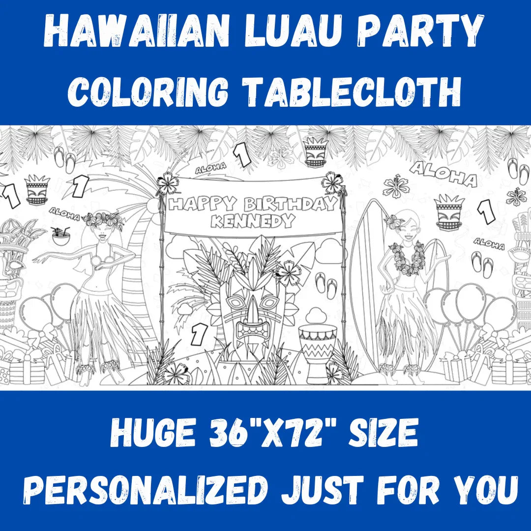 Hawaiian Luau Coloring Tablecloth - BIG FRENCHIES