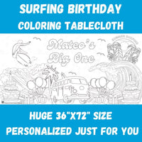 Surfing Birthday Coloring Tablecloth - BIG FRENCHIES