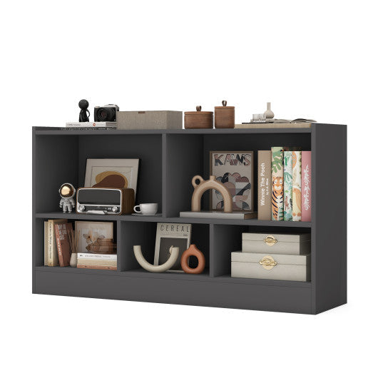 Kids 2-Shelf Bookcase 5-Cube Wood Toy Storage Cabinet Organizer-Gray - BIG FRENCHIES