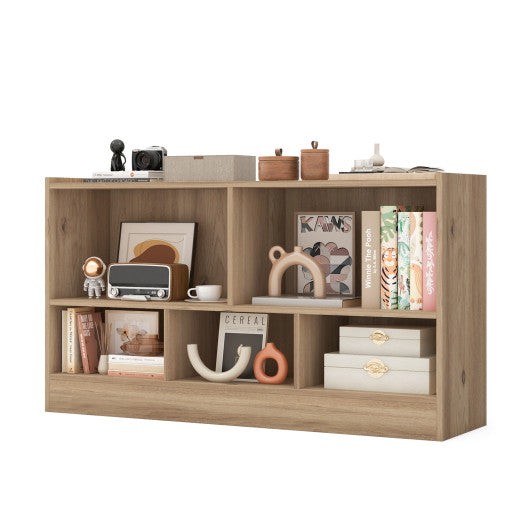 Kids 2-Shelf Bookcase 5-Cube Wood Toy Storage Cabinet Organizer-Natural - BIG FRENCHIES