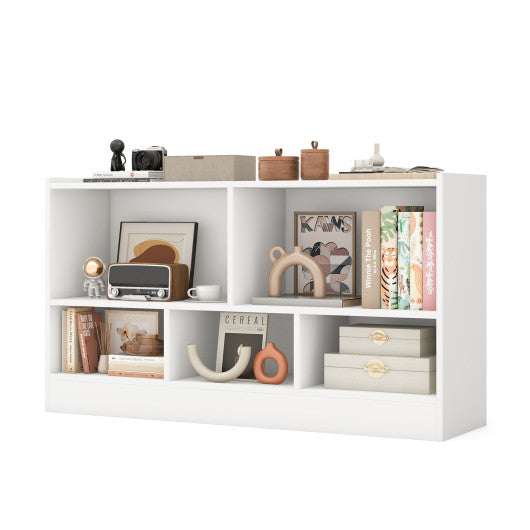 Kids 2-Shelf Bookcase 5-Cube Wood Toy Storage Cabinet Organizer-White - BIG FRENCHIES