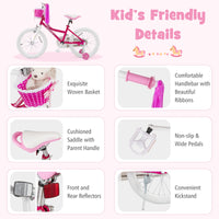 Kids Bicycle 18 Inch Toddler and Kids Bike with Training Wheels for 6-8 Year Old Kids-Pink
