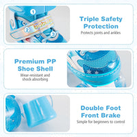 Kids Roller Skates 4 Sizes Adjustable with Light-up Wheels for Toddler Aged 3-4 (XS)