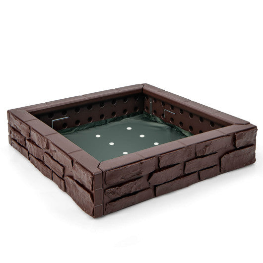 2-In-1 HDPE Kids Sandbox with Cover and Bottom Liner-Brown - BIG FRENCHIES