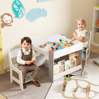 4 in 1 Kids Toddler Activity Table and Chairs Set with Reversible Tabletop