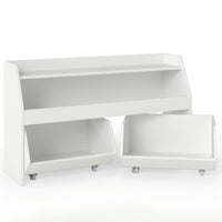 Kids Toy Storage Organizer Wooden Bookcase with 2 Movable Drawers