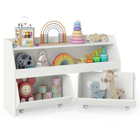 Kids Toy Storage Organizer Wooden Bookcase with 2 Movable Drawers