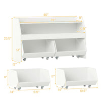 Kids Toy Storage Organizer Wooden Bookcase with 2 Movable Drawers