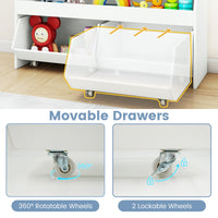 Kids Toy Storage Organizer Wooden Bookcase with 2 Movable Drawers