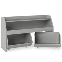 Kids Toy Storage Organizer Wooden Bookcase with 2 Movable Drawers