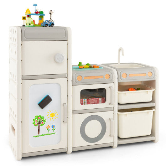 Multipurpose Toy Chest and Bookshelf with Magnetic Whiteboard-Gray - BIG FRENCHIES