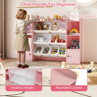 Kids Toy Storage and Bookshelf with Boxes and Open Shelves