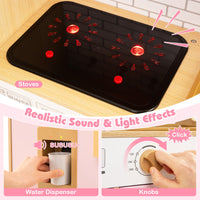 Kids Wooden Kitchen Playset with Realistic Lights and Sounds