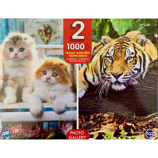 Kittens & Tiger 2 Pack 1000 Piece Jigsaw Puzzles Sure Lox - BIG FRENCHIES