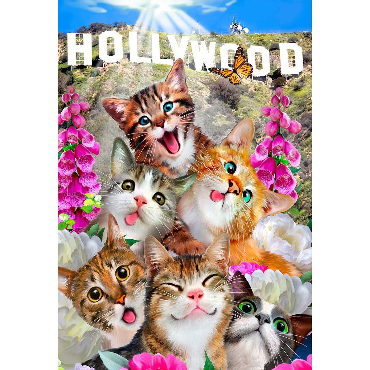 Kittens in Hollywood 75 Piece Wood Jigsaw Puzzle Wooden City