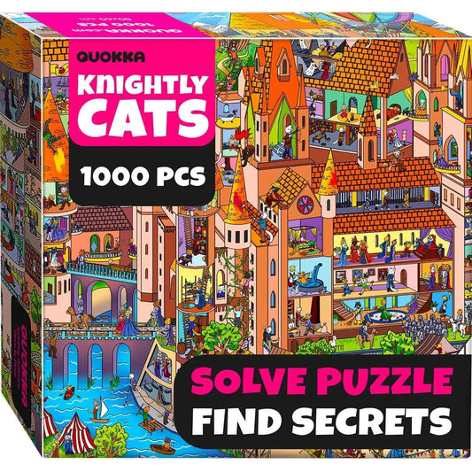Knightly Cats Seekers Finders 1000 Piece Jigsaw Puzzle Quokka - BIG FRENCHIES