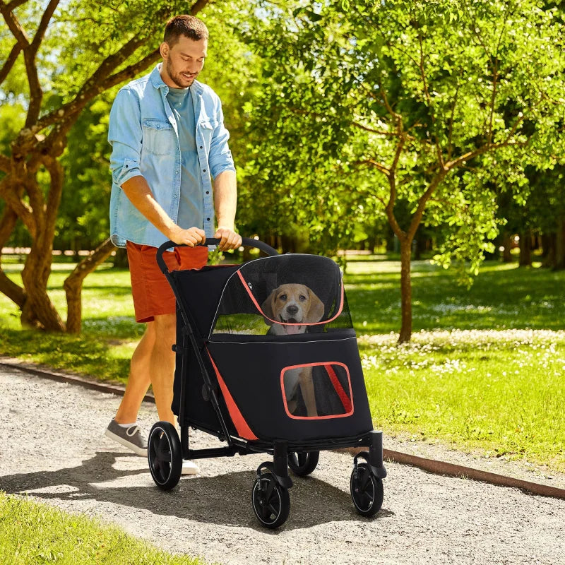 One-Click Foldable Stroller for Large Medium Small Dogs, Pet, Cats with Storage - BIG FRENCHIES