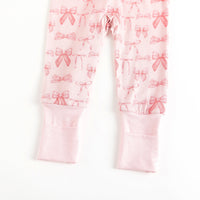 Pink Bows (Convertible Zip Footies) - BIG FRENCHIES