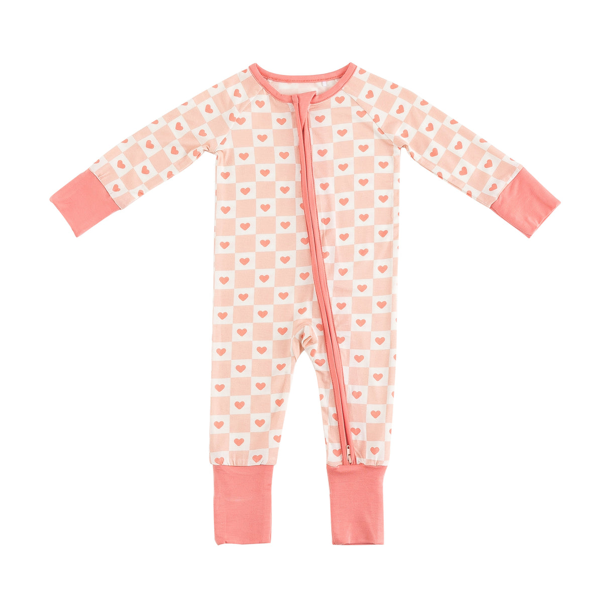 Checkerboard Hearts (Convertible Zip Footies) - BIG FRENCHIES
