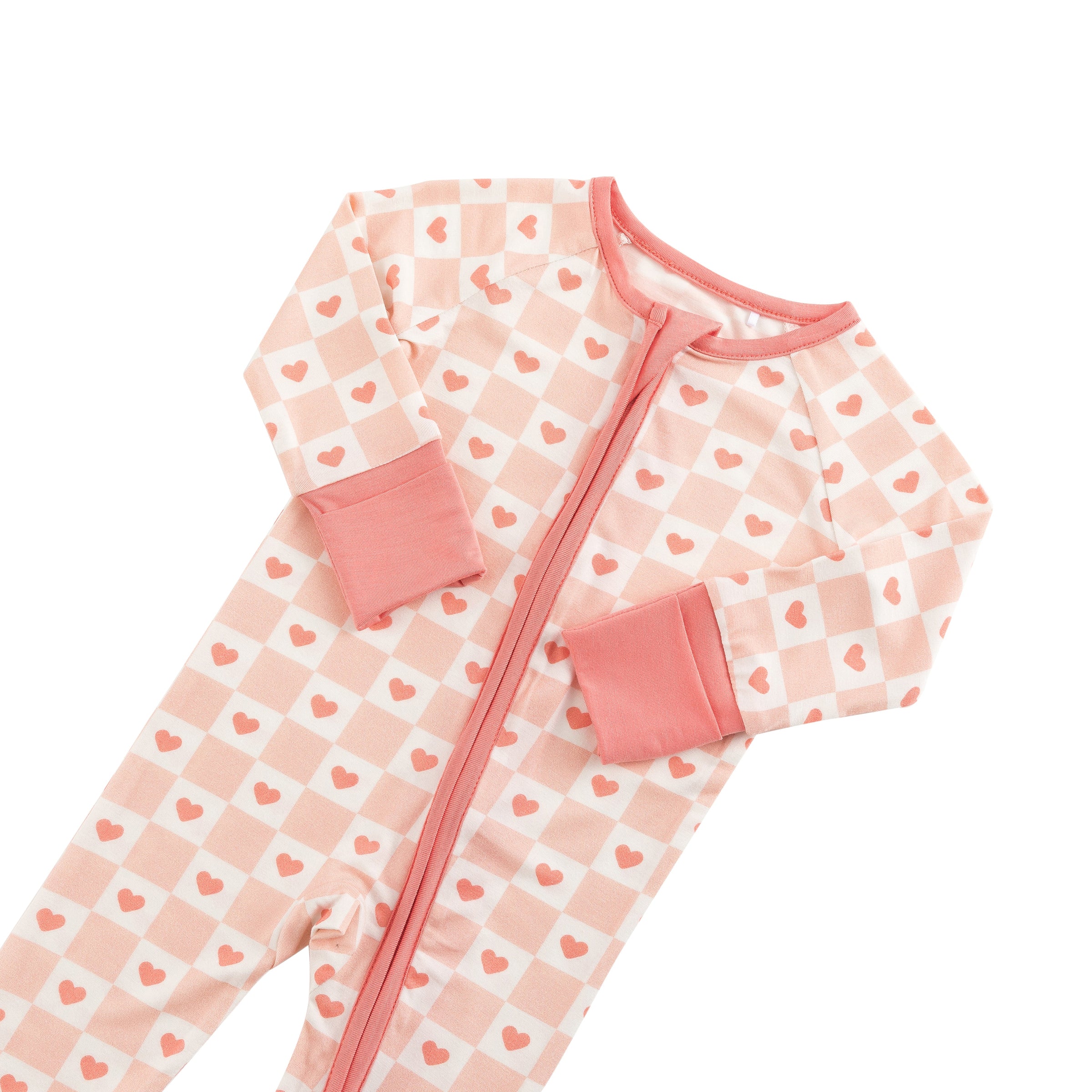 Checkerboard Hearts (Convertible Zip Footies) - BIG FRENCHIES