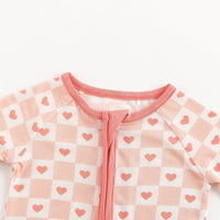 Checkerboard Hearts (Convertible Zip Footies) - BIG FRENCHIES