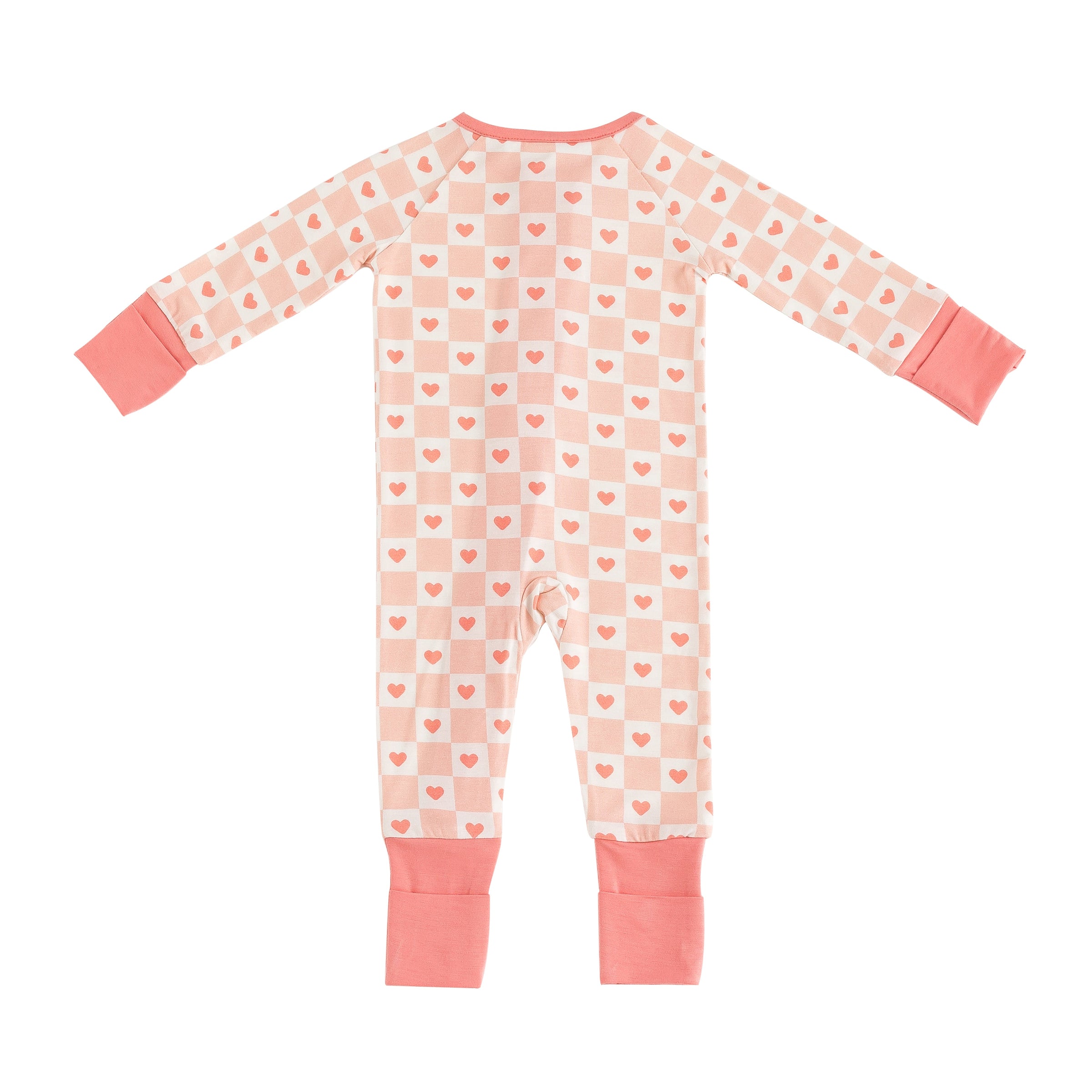 Checkerboard Hearts (Convertible Zip Footies) - BIG FRENCHIES