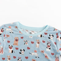 Pups & Kisses (Long Sleeve PJ) - Blue - BIG FRENCHIES