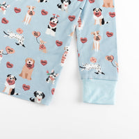 Pups & Kisses (Long Sleeve PJ) - Blue - BIG FRENCHIES