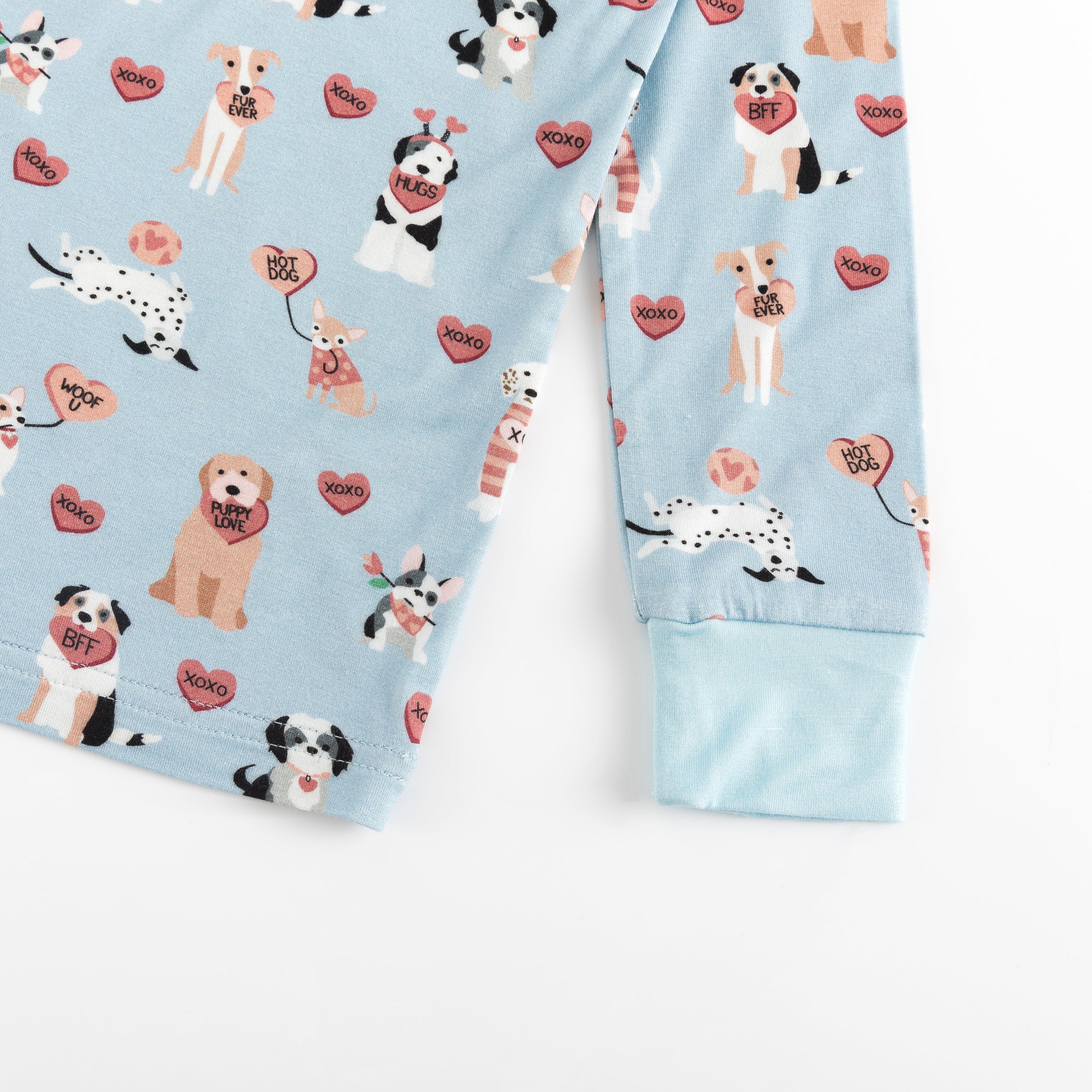 Pups & Kisses (Long Sleeve PJ) - Blue - BIG FRENCHIES