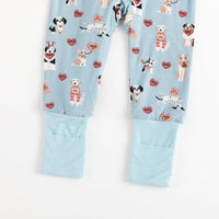 Pups & Kisses (Convertible Zip Footies) - Blue - BIG FRENCHIES