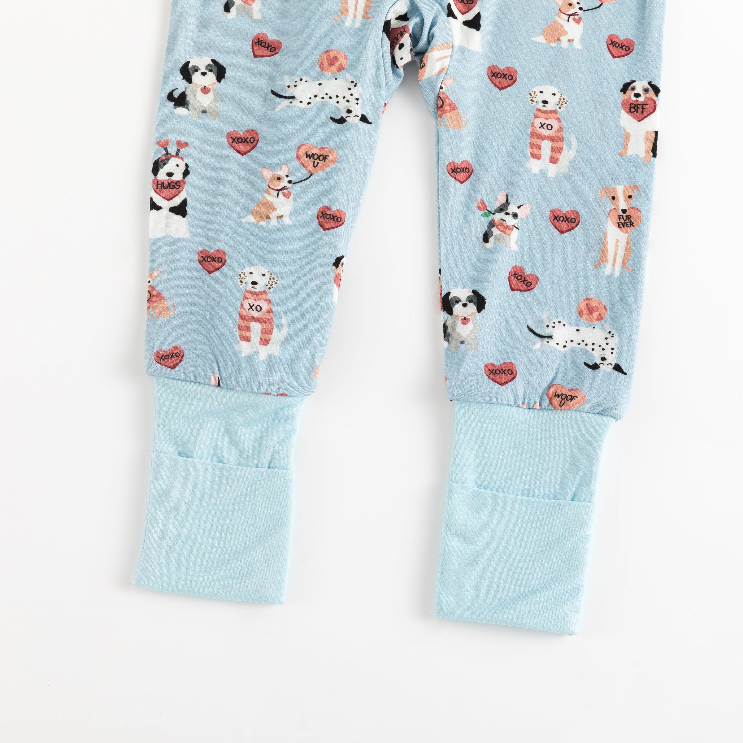 Pups & Kisses (Convertible Zip Footies) - Blue - BIG FRENCHIES