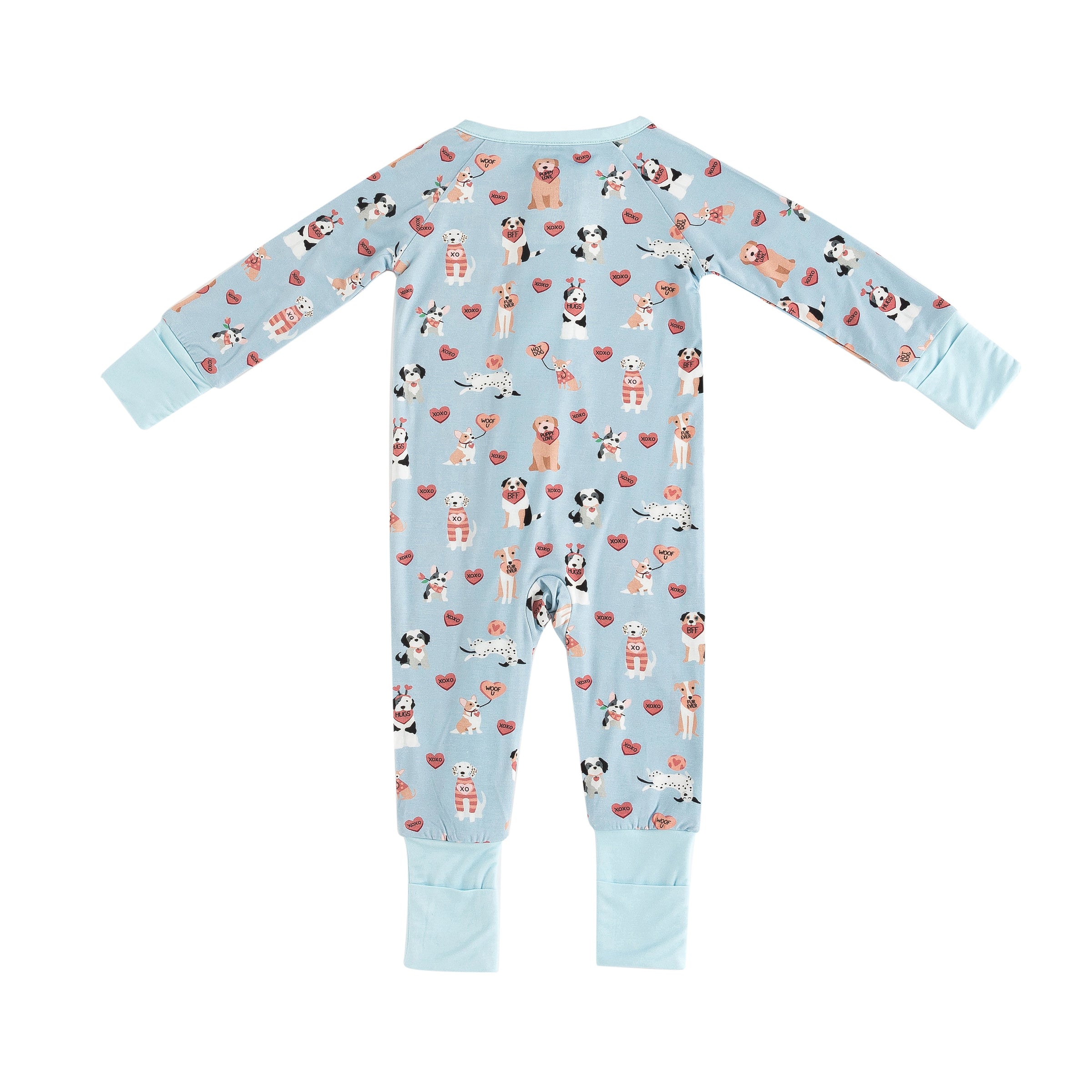 Pups & Kisses (Convertible Zip Footies) - Blue - BIG FRENCHIES