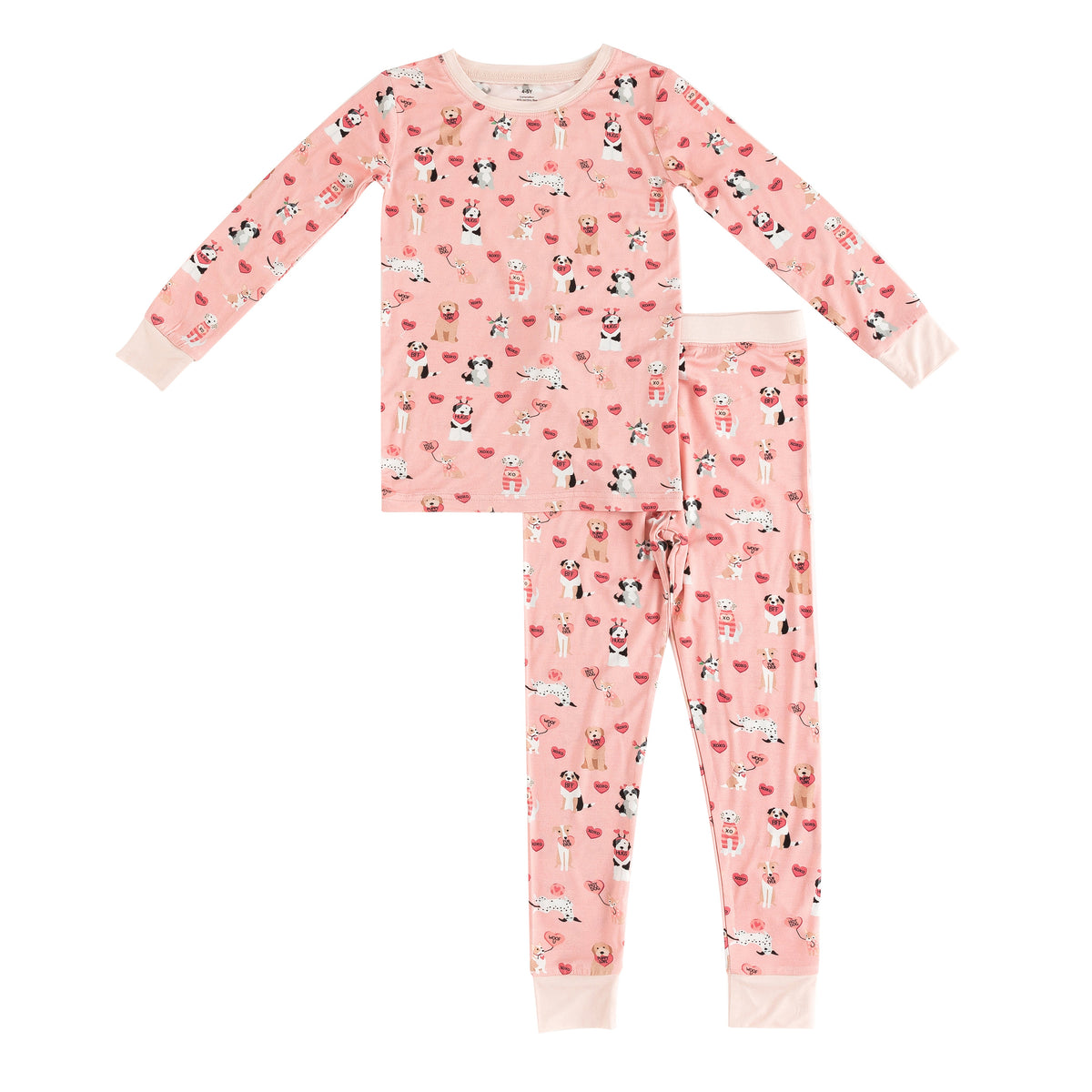 Pups & Kisses (Long Sleeve PJ) - Pink - BIG FRENCHIES