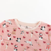Pups & Kisses (Long Sleeve PJ) - Pink - BIG FRENCHIES