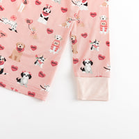 Pups & Kisses (Long Sleeve PJ) - Pink - BIG FRENCHIES