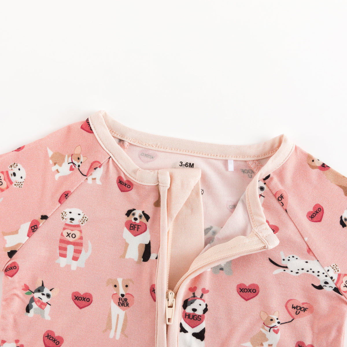 Pups & Kisses (Convertible Zip Footies) - Pink - BIG FRENCHIES