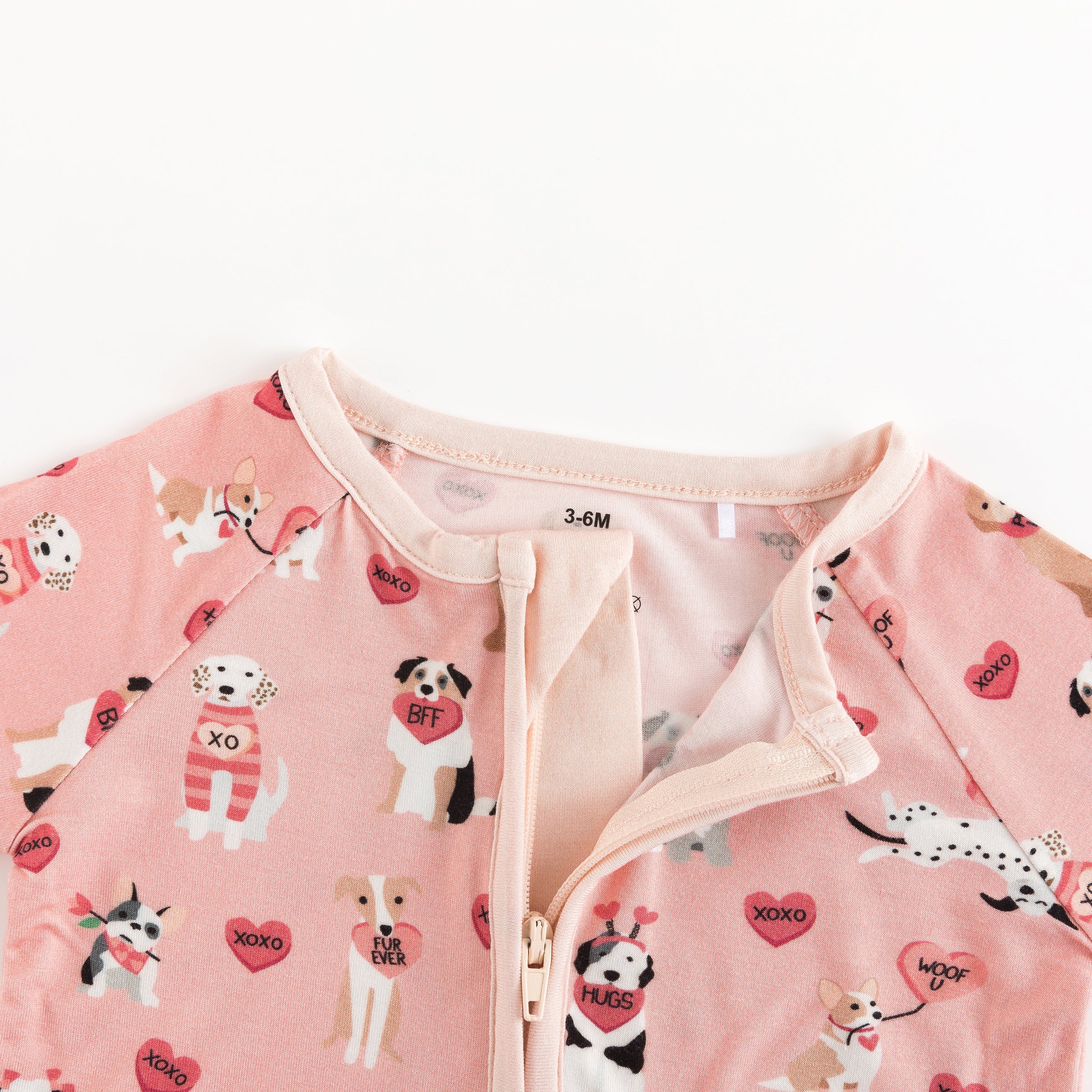 Pups & Kisses (Convertible Zip Footies) - Pink - BIG FRENCHIES