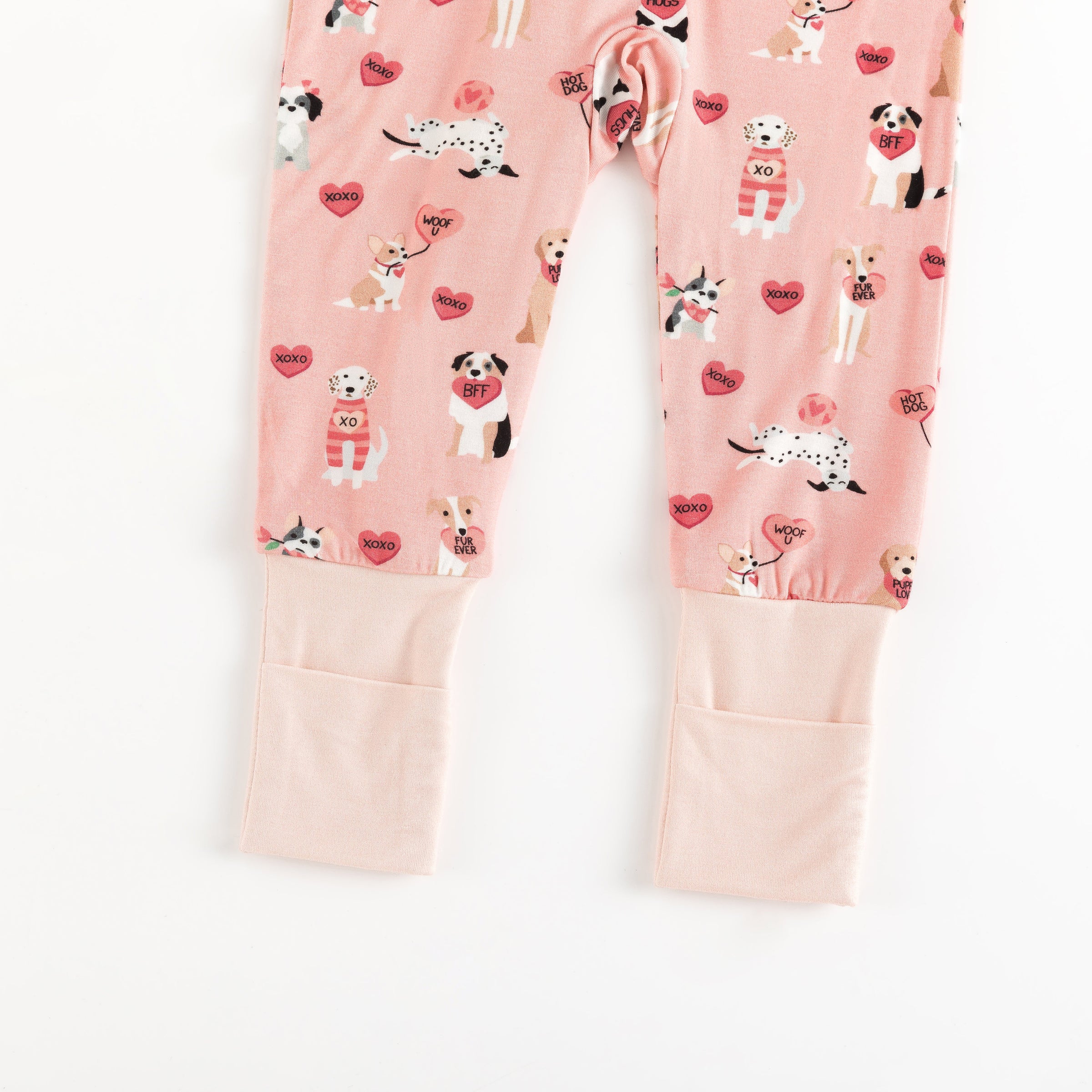 Pups & Kisses (Convertible Zip Footies) - Pink - BIG FRENCHIES