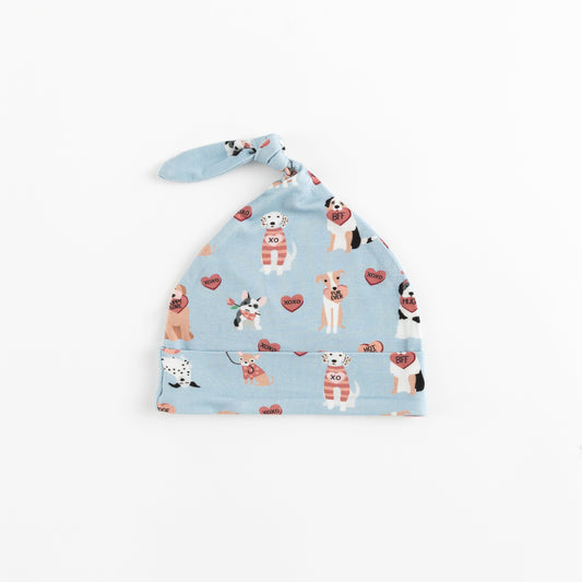 Pups & Kisses (Knotted Hat) - Blue - BIG FRENCHIES