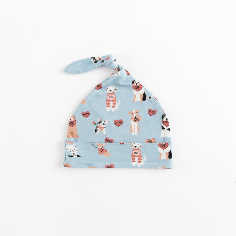 Pups & Kisses (Knotted Hat) - Blue - BIG FRENCHIES