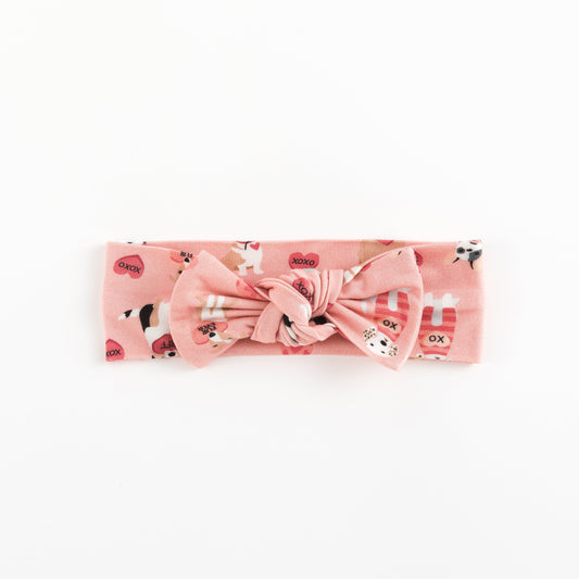 Pups & Kisses (Bow Headband) - Pink - BIG FRENCHIES