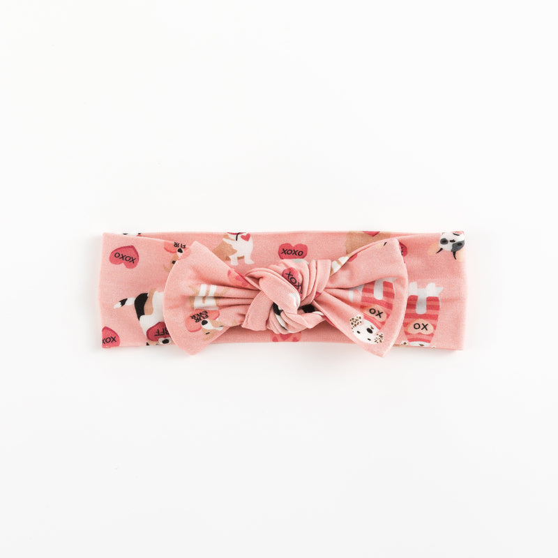 Pups & Kisses (Bow Headband) - Pink - BIG FRENCHIES