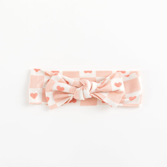 Checkerboard Hearts (Bow Headband) - BIG FRENCHIES