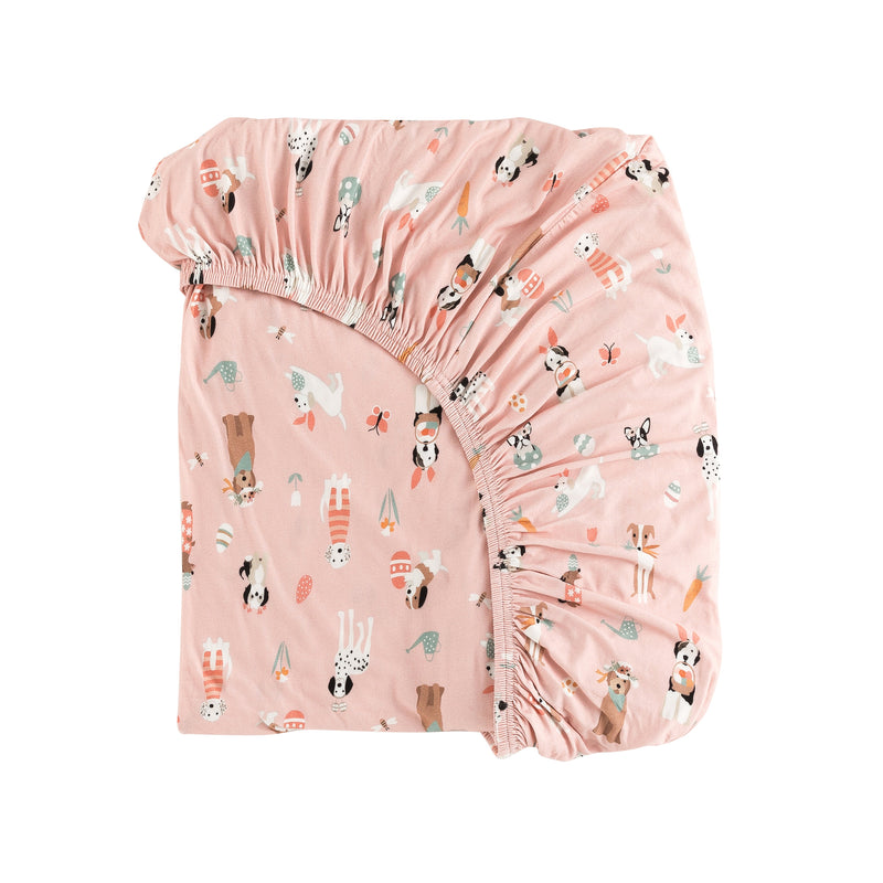 Puppy Egg Hunt (Crib Sheet) - Pink - BIG FRENCHIES